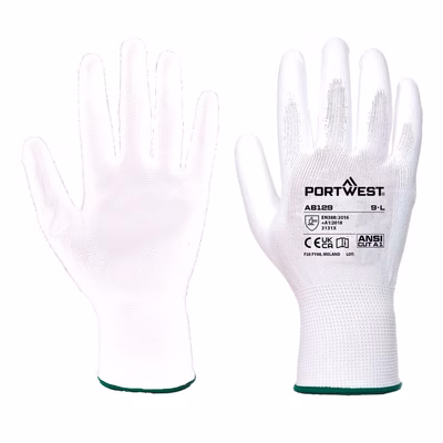 Immagine di Guanto palmo pu (288 paia) PORTWEST AB129 colore bianco taglia L