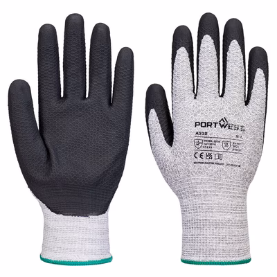 Immagine di Guanto grip 13 in nitrile diamond knit (pk12) PORTWEST A312 colore grigio/nero taglia L