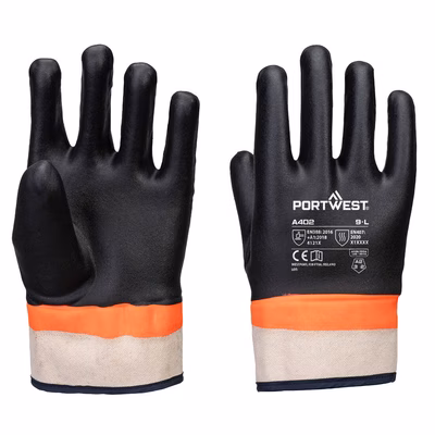 Immagine di Grip pvc sandy double dipped glove PORTWEST A402 colore nero/arancione taglia XXL