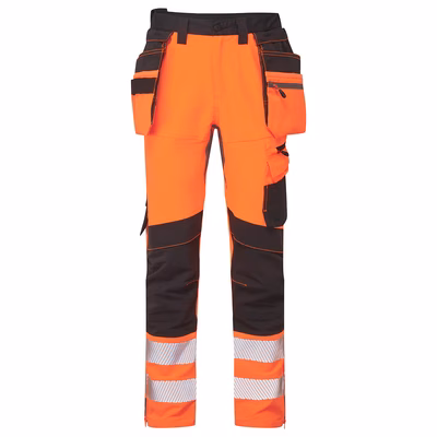Immagine di Pantaloni craft con tasche holster staccabili ad alta visibilit PORTWEST DX454 colore arancione/nero