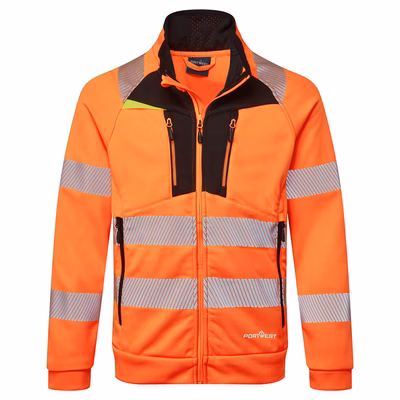 Immagine di Dx4 felpa hi-vis con collo a imbuto e chiusura a zip PORTWEST DX477 colore arancione/nero taglia XXL