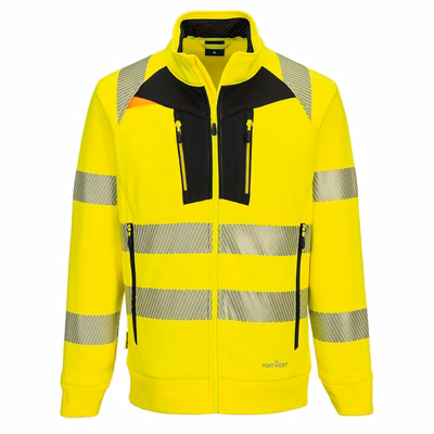 Immagine di Dx4 felpa hi-vis con collo a imbuto e chiusura a zip PORTWEST DX477 colore Yellow/Black taglia XXXXXL