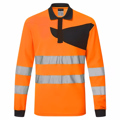 Immagine di Pw2 polo alta visibilità l/s PORTWEST PW220 colore arancione/nero taglia L