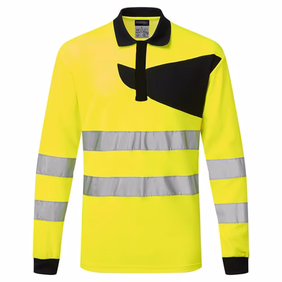 Immagine di Pw2 polo alta visibilità l/s PORTWEST PW220 colore Yellow/Black taglia L