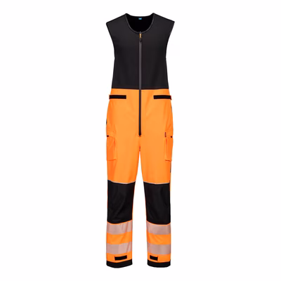 Immagine di Pw3 hi-vis rain salopette (3l) PORTWEST T150 colore arancione/nero taglia XXXXL