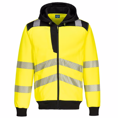 Immagine di Pw3 felpa con cappuccio hi-vis PORTWEST PW327 colore Yellow/Black taglia M