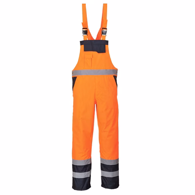 Immagine di Salopette hi-vis bicolore foderata PORTWEST S489 colore arancione taglia M