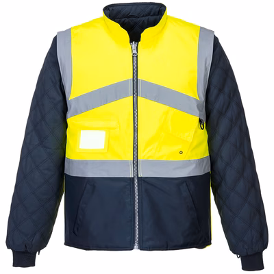Immagine di Giacca bicolore alta visibilità reversibile PORTWEST S769 colore giallo/blu navy taglia XS