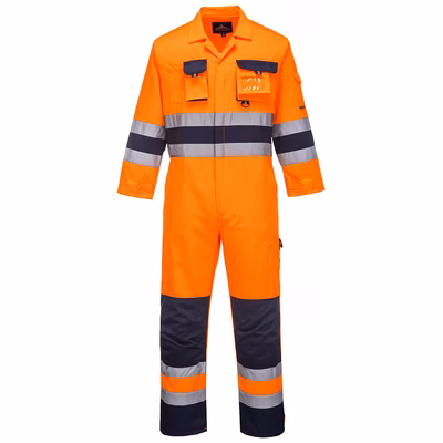 Immagine di Tuta nantes hi-vis PORTWEST TX55 colore arancione/blu navy taglia S