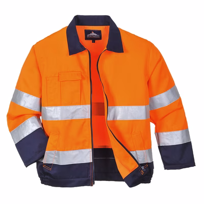Immagine di Giacca madrid hi-vis PORTWEST TX70 colore arancione/blu navy taglia XL