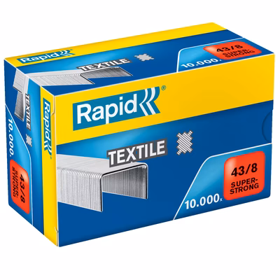 Immagine di Punti rapid super strong textile - 43/8 - acciaio zincato - per tessuti - metallo - rapid - conf. 10