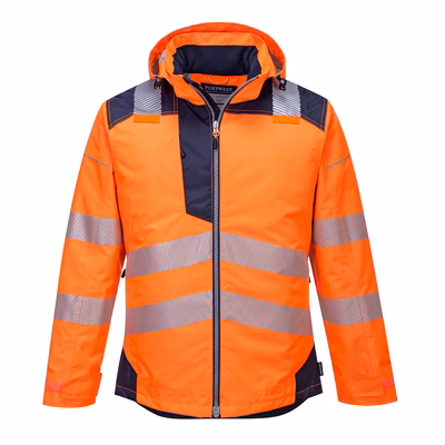 Immagine di Giacca invernale alta visibilità PORTWEST PW3 colore arancione/blu navy taglia XL