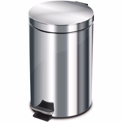 Immagine di Pattumiera a pedale in acciaio inox inossidabile lucido MARPLAST con cestello da 12 litri
