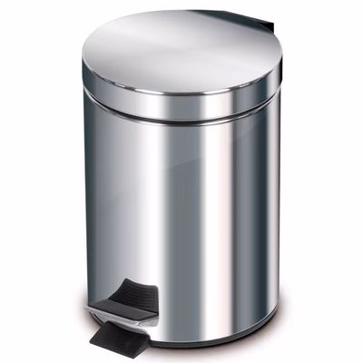 Immagine di Pattumiera a pedale in acciaio inox inossidabile lucido MARPLAST con cestello da 3 litri