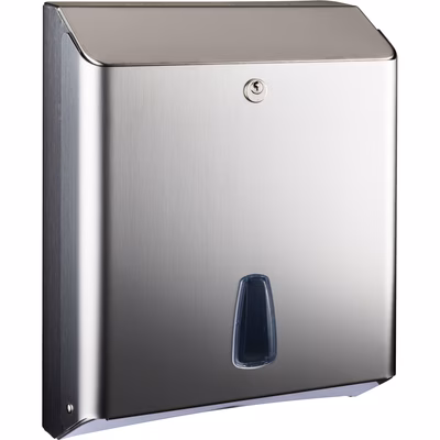Immagine di Mini dispenser carta asciugamani piegata a "C" o "Z" inox satinato MARPLAST HALFINOX montaggio a mur