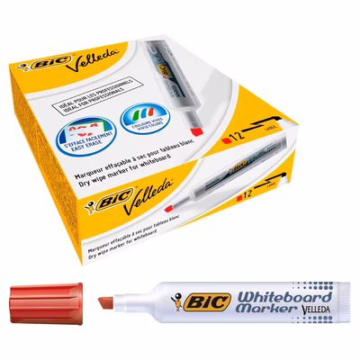 Immagine di Pennarello per lavagne bianche BIC VELLEDA 1791 punta scalpello colore rosso