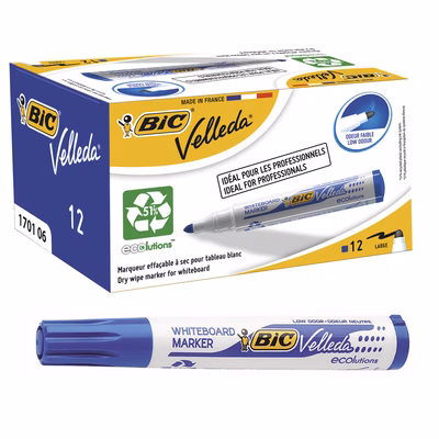 Immagine di Pennarello per lavagne bianche BIC VELLEDA 1701 punta tonda colore blu