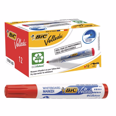 Immagine di Pennarello per lavagne bianche BIC VELLEDA 1701 punta tonda colore rosso