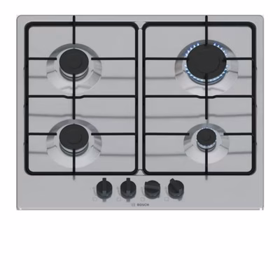 Immagine di Piano cottura gas acciaio inox Acciaio inox BOSCH PIANO GAS PGP6B5K85 60CM 4F INOX PGP6B5K85