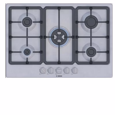 Immagine di Piano cottura gas acciaio inox Acciaio inox BOSCH PIANO GAS PGQ7B5K90 5F 75CM INOX PGQ7B5K90