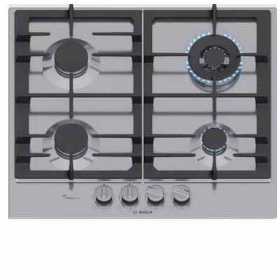 Immagine di Piano cottura gas acciaio inox Acciaio inox BOSCH PIANO GAS PCH6A5I90 4F 60CM INOX PCH6A5I90