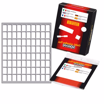 Immagine di Etichette MARKIN X11012 mm 16x10 carta bianca colla permanente. Confezione 10 buste da 10ff - 8000et