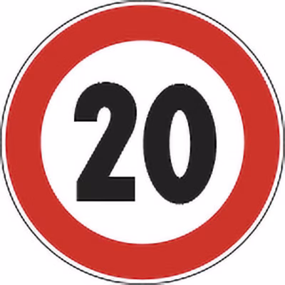Immagine di Cartello segnalatore limite massimo di velocità 20 km/h - Ø 40 cm