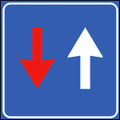 Immagine di Cartello segnalatore DIRITTO DI PRECEDENZA NEI SENSI UNICI ALTERNATI - cm 40x40