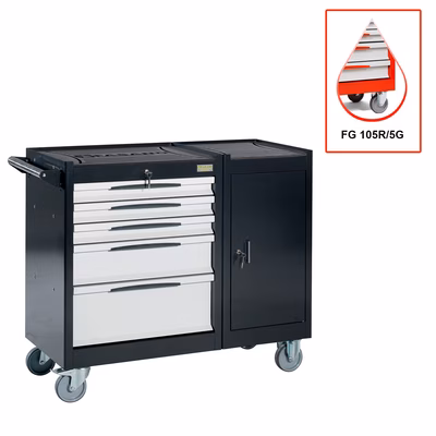 Immagine di Carrello porta utensili FG105 top in gomma 5 cassetti colore rosso