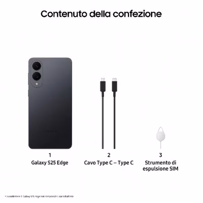 Immagine di Smartphone 512GB SAMSUNG GALAXY S25 EDGE 12GB+512GB TITANIUM JETBLACK SM-S937BZKGEUE