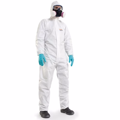 Immagine di Tuta monouso tipo 5/6 HONEYWELL MUTEX 2 in TNT di polipropilene laminato bianco taglia XXL