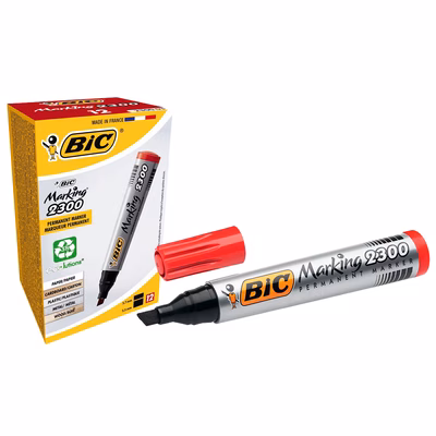 Immagine di Pennarello permanent BIC MARKING 2300 punta a scalpello colore rosso
