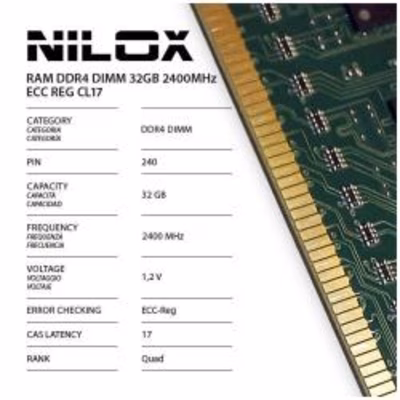 Immagine di Modulo di memoria rdimm 32GB ddr4 tft 2400 mhz NILOX NILOX TECH - RAM DDR4 32GB 2400MHZ ECC REG