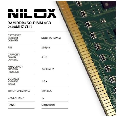 Immagine di Modulo di memoria so-dimm 4GB ddr4 tft 2400 mhz NILOX NILOX TECH - RAM DDR4 SO-DIMM 4GB 2400MHZ