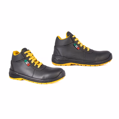 Immagine di Calzatura alta Ravello 509 S3L FO SR SRC pelle fiore nero/giallo taglia 38