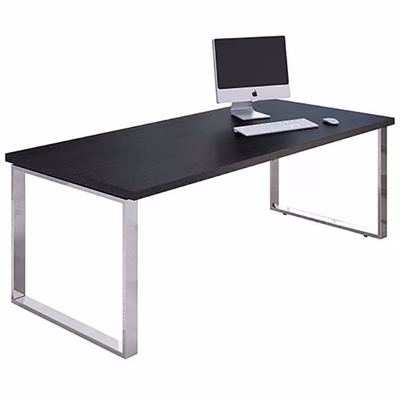 Immagine di Scrivania direzionale STYLE cm 180x90xH74 gamba metallica finitura nero venato frassino