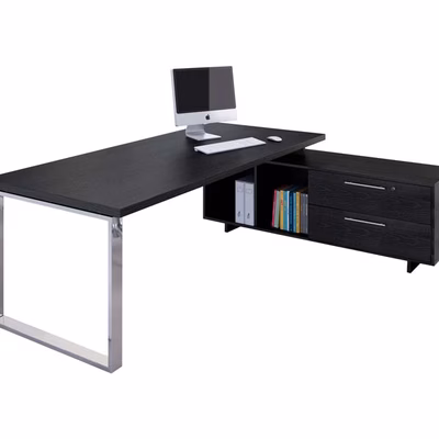 Immagine di Scrivania manageriale STYLE cm 195x170xH74 finitura nero venato frassino