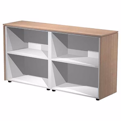 Immagine di Libreria doppia bassa a giorno STYLE cm 162,8x43xH81,4 strutt.grigio allum. finitura ciliegio arabis