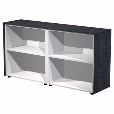 Immagine di Libreria doppia bassa a girono STYLE cm 162,8x43xH81,4 strutt.grigio allum. fin.nero venato frass.