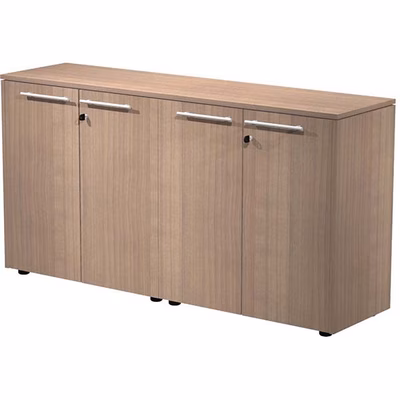 Immagine di Libreria doppia bassa c/ante batt. STYLE cm 162,8x43xH81,4 strutt.grigio allum. fin.ciliegio arabis