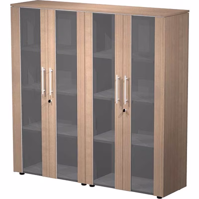 Immagine di Libreria doppia alta c/ante batt.vetro fumè STYLE cm 162,8x43xH158,2 finitura ciliegio arabis