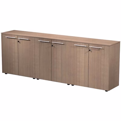 Immagine di Libreria tripla bassa c/ante batt. STYLE cm 242,8x43xH81,4 strutt.grigio allum. fin.ciliegio arabis