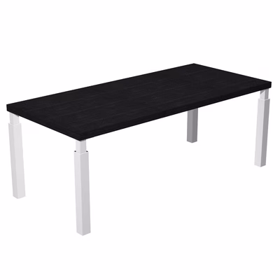 Immagine di Scrivania direzionale STYLE cm 180x90xH74 strutt.bianco luc. finitura nero venato frassino