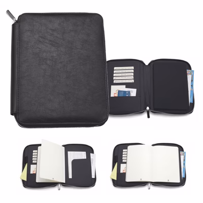 Immagine di Block notes a borsello Tavecchi in PU termovirante con zip 80ff A5 nero 10+