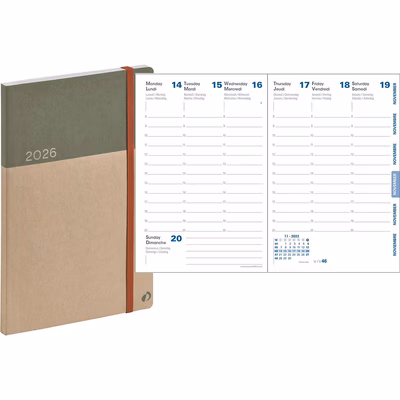 Immagine di Agenda Arrakis settimanale Affari in carta riciclata 10x15 kaki