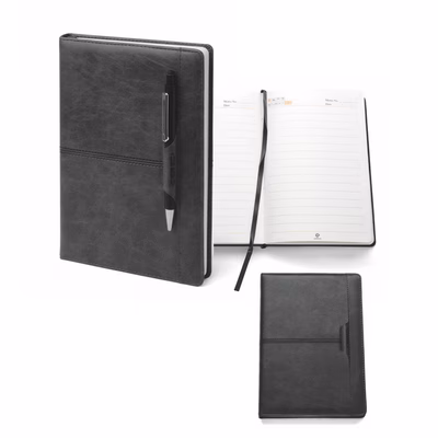 Immagine di Block Notes Tavecchi in PU termovirante con inserto per penna 96ff A5 nero 20+