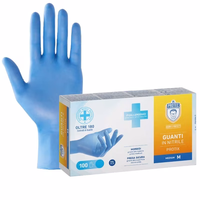Immagine di Guanti monouso in nitrile senza polvere BERICAH Dr Protec Protix colore azzurro taglia S