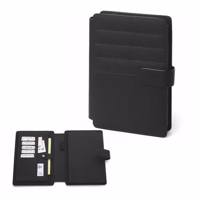 Immagine di Cartella portablocco Tavecchi in PU termovirante e poliestere con blocco 80ff A5 nero 10+