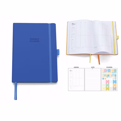 Immagine di Agenda Perpetua con elastico in PU termovirante giornaliera 15x21 blu 20+