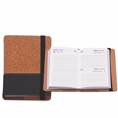 Immagine di Agenda portafoglio in sughero giornaliera 9x13 nero 50+